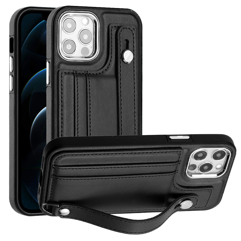 For iPhone 12 Pro Max 6.7 inch Card Slots Case YB Leather Coating Series-5 Kickstand TPU Phone Shell For iPhone 12 Pro Max 6.7 inch Card Slots Case YB Leather Coating Series-5 Kickstand TPU Phone Shell